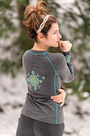 Stylish base layer for skiing and snowboarding wicks away moisture