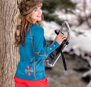 Stay warm and fashionable while snow shoeing, skiing, snowboarding, or hiking!