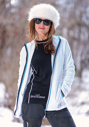 High neck eco-fleece hoodie for skiing and snowboarding
